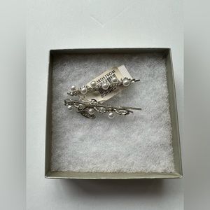 Tasha Brand Nordstrom Silver Tone Pair Hairpins Faux Pearl Rhinestone New In Box